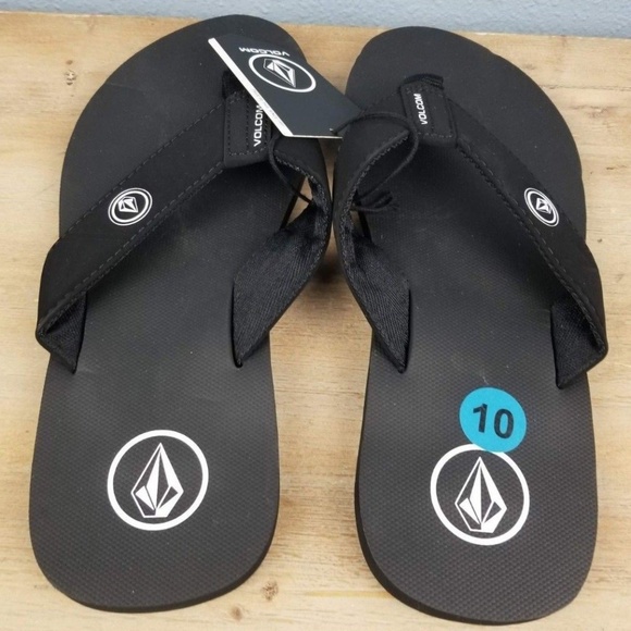 volcom black flip flops